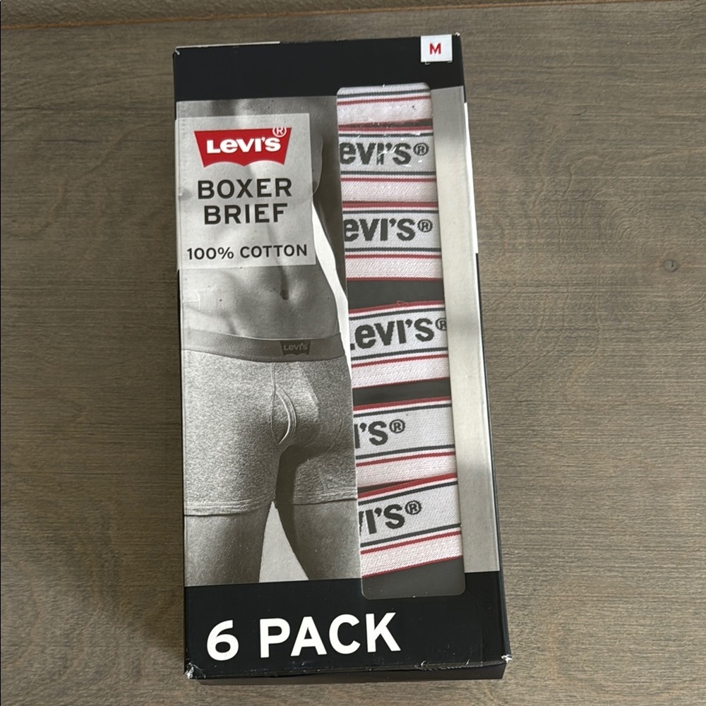 New Levi's Men's Boxer Briefs 6-Pack - White and Red